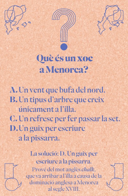 Què és un xoc a Menorca? Solució: un guix per escriure a la pissarra